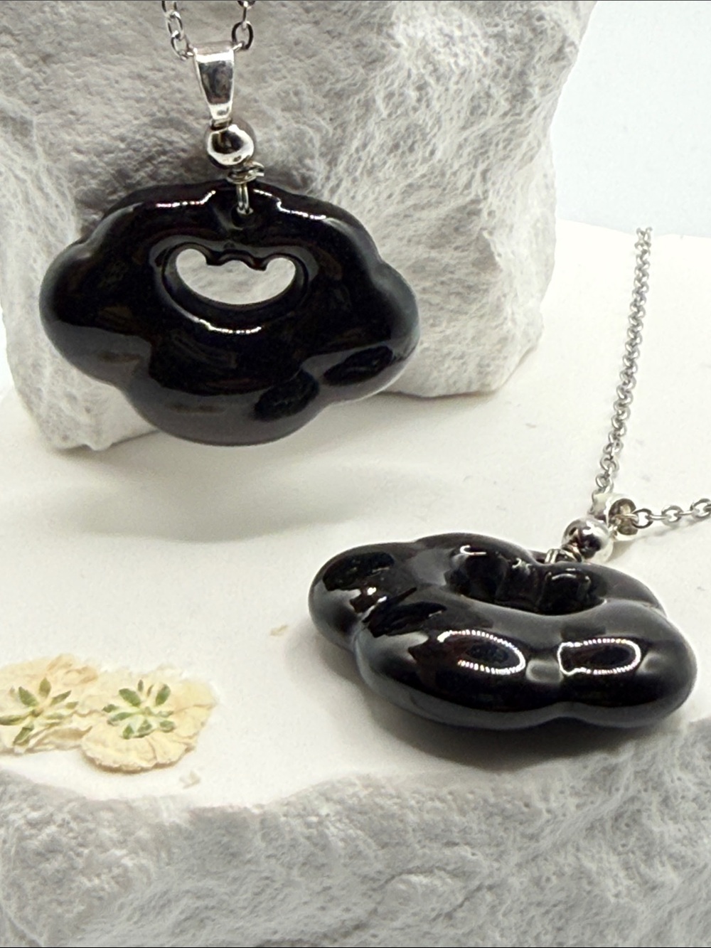 Set of Mo Cui Jade Cloud Pendant Necklace